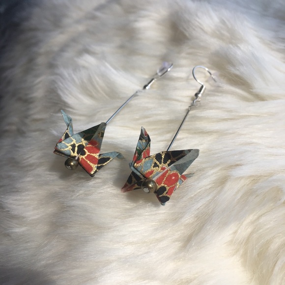 Origami Crane Earrings - Picture 3 of 5